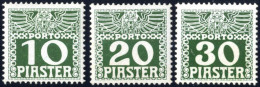 ** 1908/10, Komplette Serie Der Portomarken Auf Kreidepapier Dunkelgrün, Meist Postfrisch (2 P. Mit Falzspur) (ANK. 6bx- - Levante-Marken