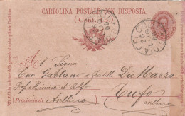Italy. A211. Gioia Del Colle. 1900. Annullo Grande Cerchio GIOIA DEL COLLE, Su Cartolina Postale Con Risposta (Cent.15) - Marcofilía