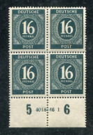 "ALL. BESETZUNG" 1946, Mi. 923 4er-Block Mit Hausauftragsnummer "4018 46 1" ** (L1228) - Ungebraucht