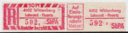 DDR Einschreibemarke Lutherstadt Wittenberg-Piesteritz SbPA Postfrisch, EM2B-4602zII(1) RU (a) Zh (Mi 2C) - R-Zettel