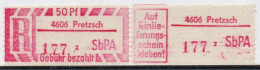 DDR Einschreibemarke Pretzsch SbPA Postfrisch, EM2B-4606zII(1) Zh (Mi 2C) - Etiquetas De Certificado