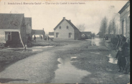 INONDATIONS A MOERZEKE CASTEL    UNE RUE DE CASTEL A MAREE BASSE           2 SCANS - Hamme