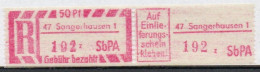 DDR Einschreibemarke Sangerhausen SbPA Postfrisch, EM2B-47-1zII Zh (Mi 2C) - Aangetekende Etiketten