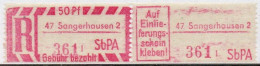 DDR Einschreibemarke Sangerhausen SbPA Postfrisch, EM2B-47-2lII Zh (Mi 2C) - Etiquetas De Certificado