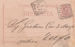 Italy. A211. San Severo. 1897. Annullo Tondo Riquadrato SAN SEVERO (FOGGIA), Su Cartolina Postale - RISPOSTA - Marcofilie