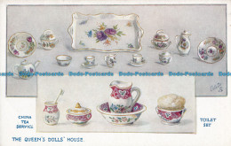 R029955 The Queens Dolls House. China Tea Service. Toilet Set. Tuck. Oilette. No - Monde