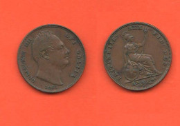 UK England One Farthing 1835 Inghilterra Angleterre Gulielmus IV° - B. 1 Farthing