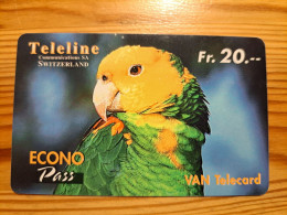 Prepaid Phonecard Switzerland, Teleline - Bird, Parrot - Svizzera