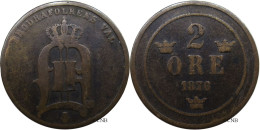 Suède - Royaume - Oscar II - 2 öre 1876 Coin De Revers Fendillé Au-dessus Du "2" - TB/VF20 - Mon4094 - Sweden