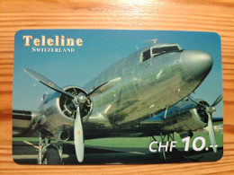 Prepaid Phonecard Switzerland, Teleline - Airplane - Suisse