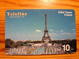 Prepaid Phonecard Switzerland, Teleline - France, Paris, Eiffel Tower - Zwitserland