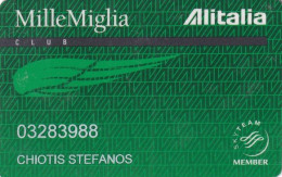 ITALY - Alitalia, Magnetic Member Card(black Strip), Used - Vliegtuigen