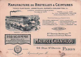 Saint Denis  -  Manufacture De Bretelles & Ceintures - Maurice Chantalou -  Crateb De Visite - Publicitaire - CPA °J - Saint Denis