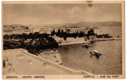 1.1.1 GREECE, CORFOU, PANORAMIC VIEW OF THE PORT, POSTCARD - Grecia