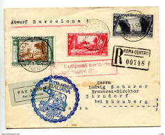 Posta Aerea Zeppelin Lire 5 Su Aerogramma Racc. Per La Germania - Storia Postale