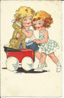 Deux Fillettes Avec Un Landeau Et Des Ours En Peluche , µ - Humorous Cards