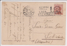 Italia 1924 Annullo Targhetta La Rinascente Articoli Per La Casa Brescia Su Cartolina La Vittoria Statua 2 Scan - Poststempel
