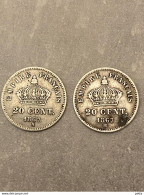 Lot De 2 Pièces De 20 Centimes Napoléon III De 1867 / Vendu En L’état (27) - 20 Centimes