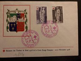 LETTRE TP CROIX-ROUGE EGLISE DE BROU 0,80+0,20 + 1,00+0,25 OBL.VIOLETTE 20 NOVEMBRE 1976 01 BOURG EN BRESSE 974 ST DENIS - Rode Kruis