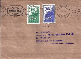 MONACO N° PA2/PA3 S/L. DE MONACO/30.4.51  POUR FRANCE - Poste Aérienne