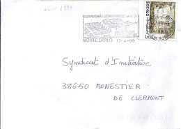 MONACO N° 1709 S/L. DE MONTE CARLO/17.4.90  POUR FRANCE - Brieven En Documenten