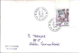 MONACO N° 1686 S/L. DE MONTE CARLO/10.6.89  POUR FRANCE - Cartas & Documentos