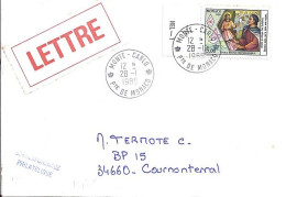 MONACO N° 1650 S/L. DE MONTE CARLO/28.1.89  POUR FRANCE - Storia Postale