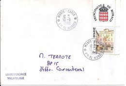 MONACO N° 1669 S/L. DE MONTE CARLO/10.6.89  POUR FRANCE - Cartas & Documentos