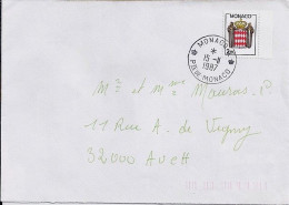 MONACO N° 1613 S/L. DE MONACO A/15.11.87  POUR FRANCE - Cartas & Documentos