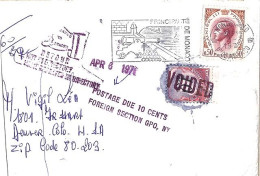 MONACO N° 774 S/L.DE MONTE CARLO/2.3.71  POUR USA + TAXE + RETOUR - Brieven En Documenten