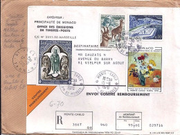 MONACO N° 812/818/817+COMPL.S/L.REC. DE MONTE CARLO/15.6.70  POUR FRANCE - Lettres & Documents