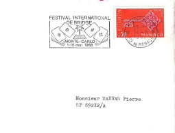 MONACO N° 749 S/L.DE MONTE CARLO/1968  POUR FRANCE - Storia Postale