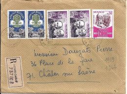 MONACO N° 696x2/+COMPL.S/L.REC.DE MONTE CARLO/24.4.67  POUR FRANCE - Storia Postale