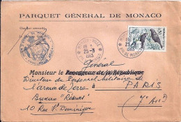 MONACO N° 588 S/L. DE MONACO VILLE/25.3.63  POUR FRANCE - Cartas & Documentos