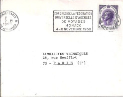 MONACO N° 545 S/L. DE MONTE CARLO/1968-69  POUR FRANCE - Lettres & Documents