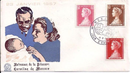 MONACO N° 480/482/485 S/L. DE MONACO/11.5.57   - Storia Postale