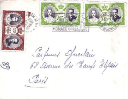 MONACO N° 476x2/477 S/L. DE MONTE CARLO/31.8.59  POUR  FRANCE - Cartas & Documentos