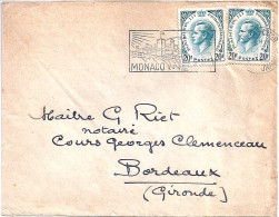 MONACO N° 425Ax2 S/L. DE MONTE CARLO/12.1.60  POUR  FRANCE - Lettres & Documents