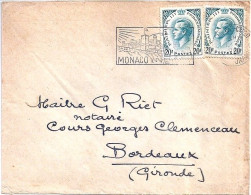 MONACO N° 425Ax2 S/L. DE MONTE CARLO/12.1.60  POUR  FRANCE - Cartas & Documentos