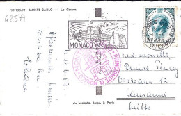 MONACO N° 425A S/CP. DE MONTE CARLO/12.6.59  POUR  SUISSE - Storia Postale