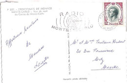 MONACO N° 423 S/CP. DE MONTE CARLO/1956  POUR FRANCE  - Cartas & Documentos