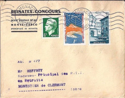 MONACO N° 365/369/376 S/L. DE MONACO/27.3.52 POUR FRANCE - Storia Postale