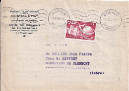 MONACO N° 333 S/L. DE MONACO/7.3.50 POUR FRANCE - Lettres & Documents