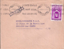 MONACO N° 309 S/L. DE MONTE CARLO/24.12.48  POUR  FRANCE - Brieven En Documenten