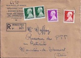 MONACO N° 281x2/282/283 S/L.REC. DE MONACO VILLE/16.1.47  POUR  FRANCE - Storia Postale