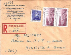 MONACO N° 233/256x2 S/L.REC. DE MONACO/8.5.45  POUR  FRANCE - Lettres & Documents