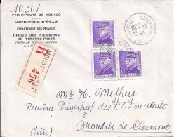 MONACO N° 230x3 S/L.REC. DE MONACO VILLE/12.3.43 POUR FRANCE - Cartas & Documentos