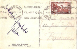 MONACO N° 120 S/CP. DE MONTE CARLO/16.6.34 POUR FRANCE - Brieven En Documenten