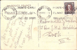 MONACO N° 115 S/CP. DE MONTE CARLO/5.9.33 POUR FRANCE - Lettres & Documents