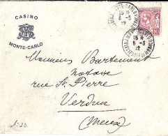 MONACO N° 23 S/L. DE MONTE CARLO/6.3.12 POUR FRANCE + ENTETE  - Cartas & Documentos